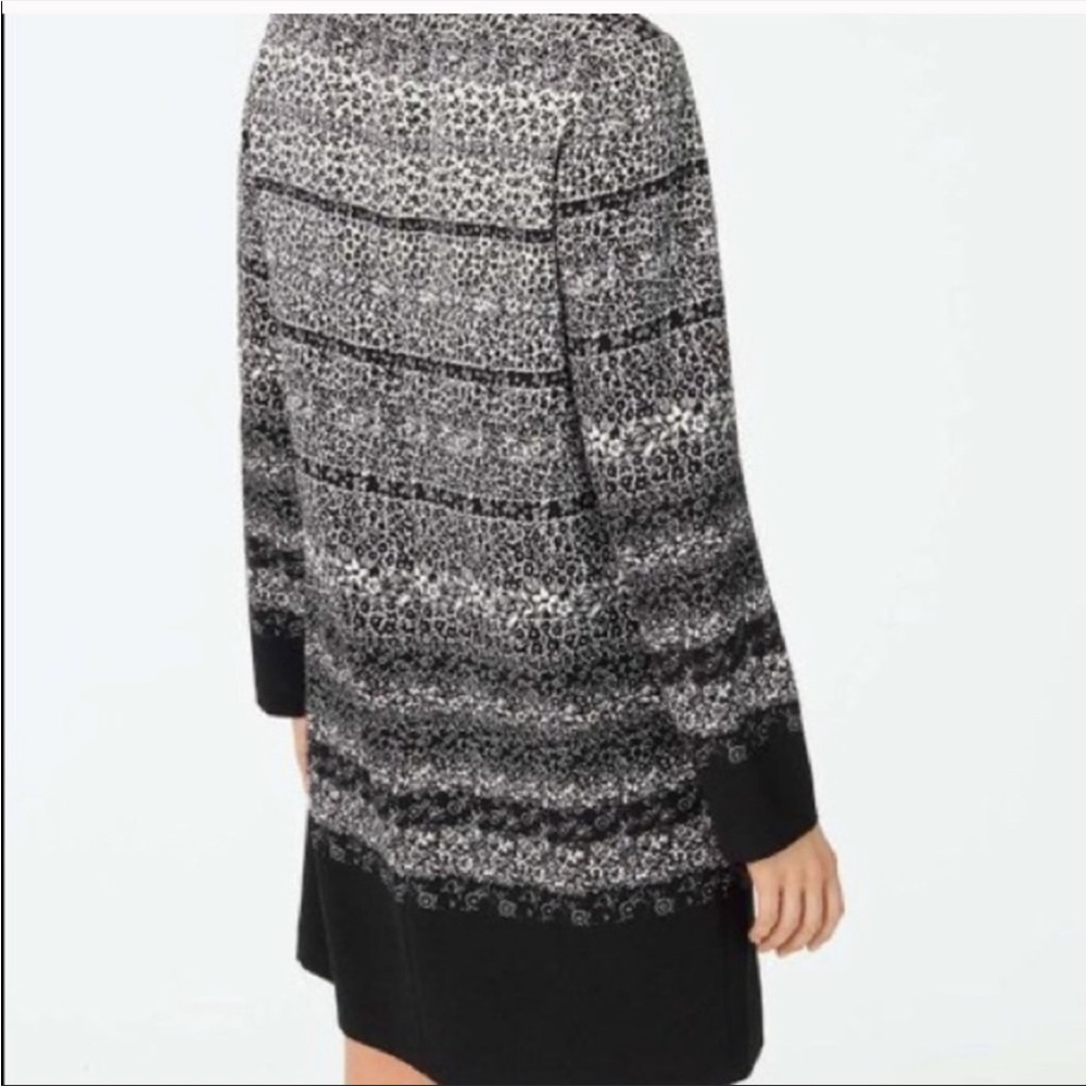 𝅺club MONACO Long Sleeve Dress Round Neck Black/White Floral Print - 00/XXS - Picture 2 of 8
